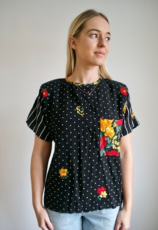 VINTAGE 90'S POLKA DOT FLORAL TOP