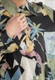 VINTAGE 80'S BLACK PATTERNED BLOUSE