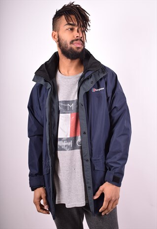 BERGHAUS MENS VINTAGE WINDBREAKER JACKET MEDIUM BLUE 90'S