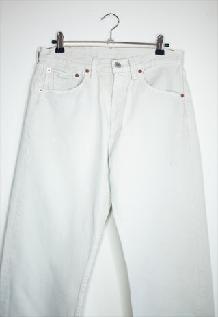 VINTAGE LEVIS STRAUSS CREAM 501 31W 36L AGED JEANS