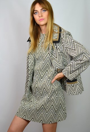 PREMIUM VINTAGE 60S GREY DRESS & BLAZER SUIT / CO-ORD