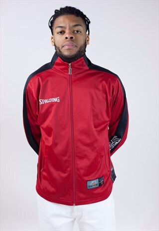 VINTAGE 90S SPALDING RED/BLACK ZIP-UP SPORTS JACKET