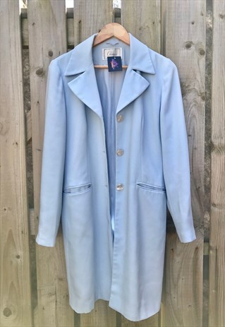 VINTAGE 90'S BABY BLUE LONG DUSTER COAT