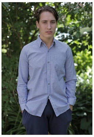 VINTAGE 90'S BLUE/WHITE CHECKED LONG SLEEVED SHIRT