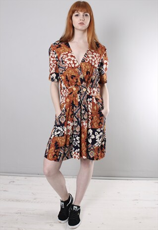 VINTAGE 80S PATTERNED WRAP CULOTTE PLAYSUIT