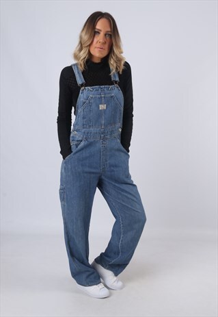 OLD NAVY DENIM DUNGAREES JEANS 90'S UK 12 VINTAGE (EABU)