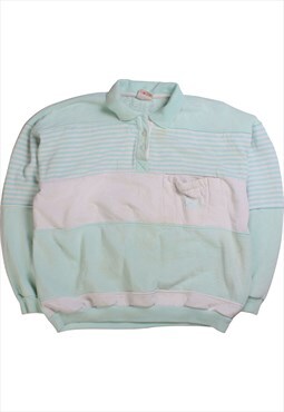 Vintage  Lady Foot Locker Sweatshirt Striped Turquoise Blue