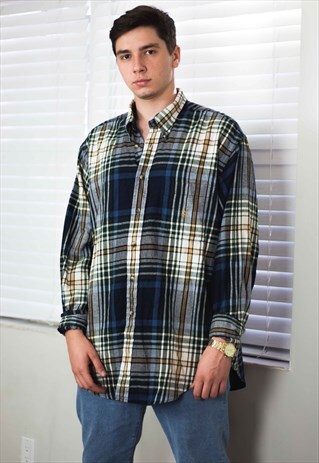 VINTAGE NAUTICA SHIRT FLANNEL LOGO 90S XL 14