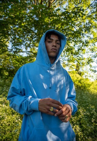 OVERSIZED CORNFLOWER BLUE HOODIE HEAVY COTTEN
