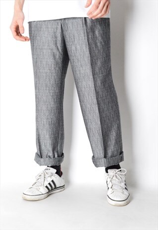 VINTAGE 70S SILVER GREY WOOL BLEND PANTS