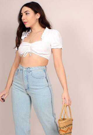 VINTAGE 90S RUFFLE EDGE CROP TOP