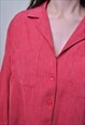 MINIMALIST RED BLOUSE, VINTAGE LONG SLEEVE BUTTON UP SHIRT 
