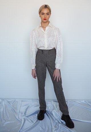 VINTAGE HUGO BOSS STRIPE HIGH WAIST TROUSERS