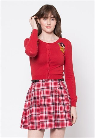 DANGERFIELD RED CIRCUS EMBROIDERY ROUND NECK CARDIGAN