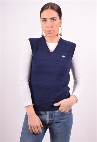 ADIDAS WOMENS VINTAGE VEST TANK TOP MEDIUM BLUE 90'S