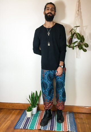 FAIRTRADE BLUE MANDALA HIPPIE HAREMS / TROUSERS