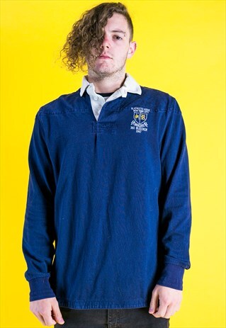 LONG SLEEVED RUGBY EMBROIDERED POLO SHIRT