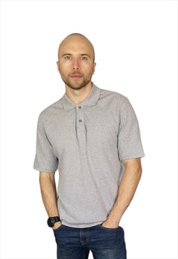 Champion Polo Shirt Short Sleeve In Grey Size Medium