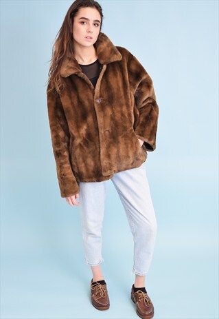 70'S RETRO FAUX FUR WARM CROPPED JACKET