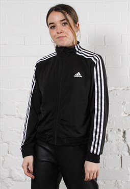 Vintage Adidas Track Jacket in Black with Logo Small