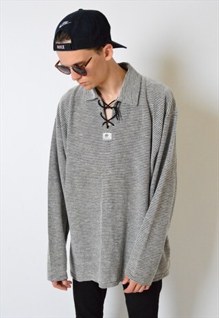90S BLACK AND WHITE STRIPED GRUNGE LONG SLEEVE SHIRT