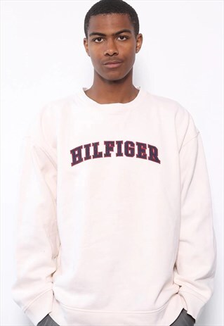 VINTAGE TOMMY HILFIGER SPELLOUT SWEATSHIRT BEIGE
