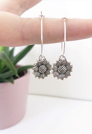 FLOWER HOOP EARRINGS, HOOP EARRINGS, FLOWER JEWELLERY, GIFT