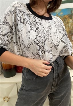 Vintage 80s abstract reptile print blouse top jumper