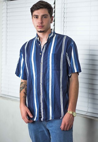 VINTAGE STRIPED SHIRT LOGO 90S M 8.2