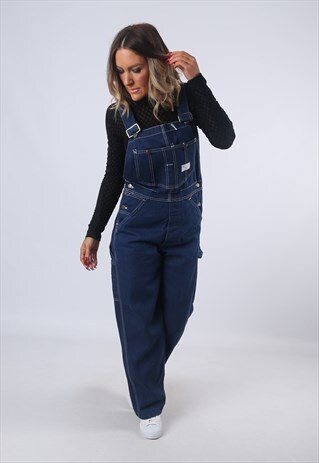 DENIM DUNGAREES JEANS 90'S UK 10 VINTAGE (EABF)