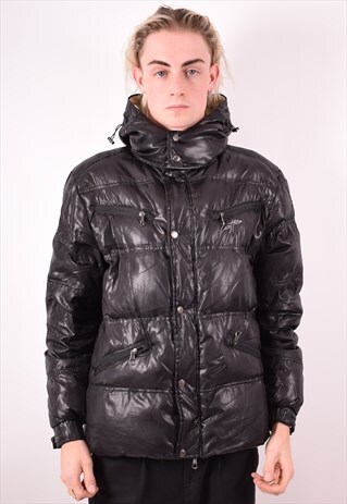 LOTTO MENS VINTAGE PADDED JACKET LARGE BLACK 90S