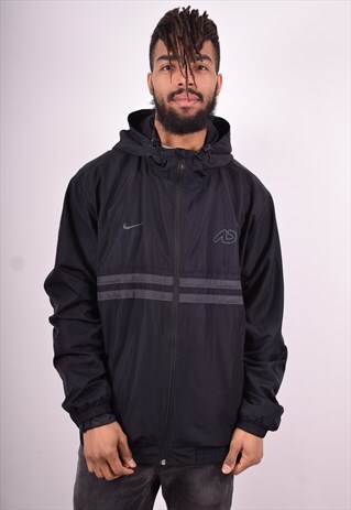 NIKE MENS VINTAGE HOODIE JACKET XXL BLACK 90'S