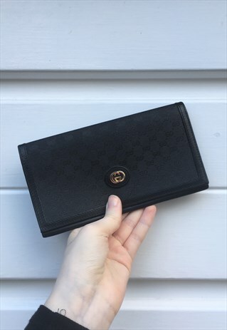 WOMENS VINTAGE 80S GUCCI PURSE IN BLACK MONOGRAM PRINT
