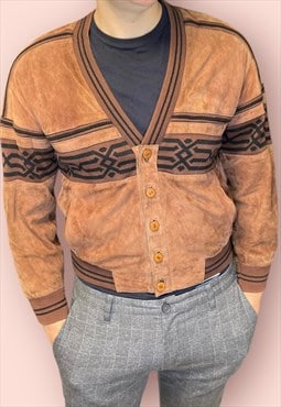 Vintage 80s natural leather jacket for men {L19}
