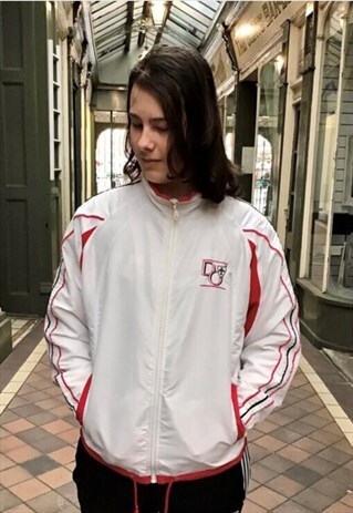 Red white and black stripe 80s no name shell jacket 