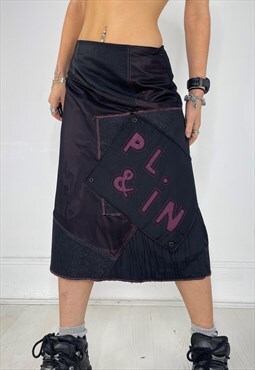 Vintage Y2k Skirt Midi Grunge Low Rise Cargo Punk Pink 90s