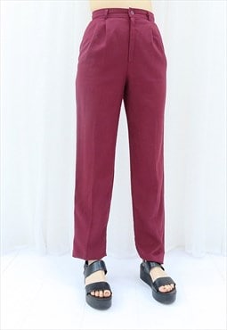 90s Vintage Red Burgundy Trousers (Size S)