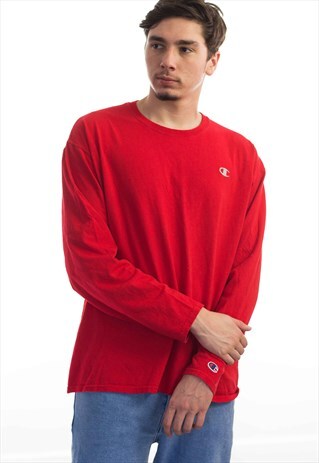 VINTAGE CHAMPION LOGO LONG SLEEVE T-SHIRT 90S XL 9.4