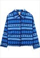 Vintage 90's Just My Size Fleece Jumper Button Up Aztec Blue
