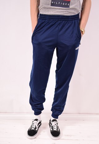 ADIDAS MENS VINTAGE TRACKSUIT TROUSERS MEDIUM BLUE 90S