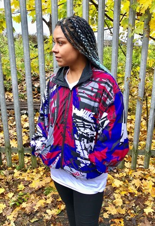 VINTAGE NIKE 90S CRAZY PATTERN SHELL TRACKSUIT BOMBER JACKET