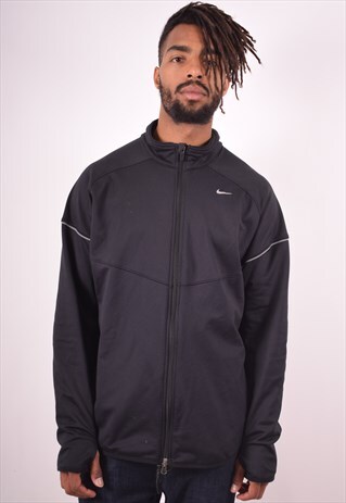 NIKE MENS VINTAGE TRACKSUIT TOP JACKET XL BLACK 90S
