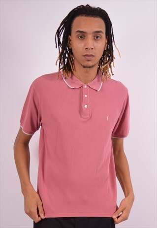 YVES SAINT LAURENT MENS VINTAGE POLO SHIRT MEDIUM PINK 90S