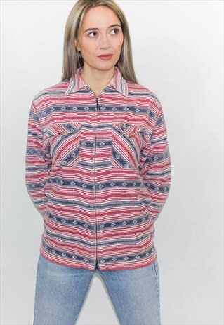 VINTAGE 90'S PEPE JEANS FLANNEL PRINTED ZIP UP JACKET