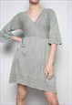 VINTAGE Y2K 00S PASTEL GREEN KNITTED A-LINE MINI DRESS