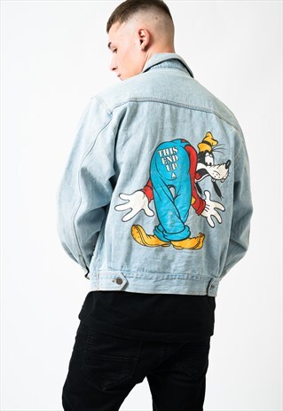 VINTAGE MICKEY & CO DENIM JACKET WITH BIG GOOFY PRINT