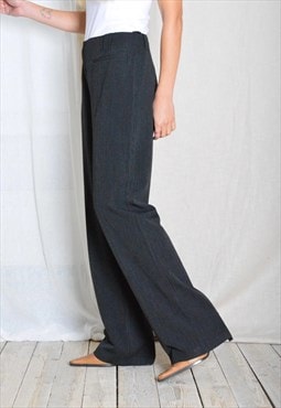 Vintage 90s Black Striped Formal Preppy Womens Pants