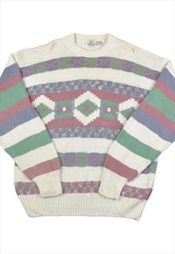 Vintage Knitwear Sweater Retro Block Colour Ladies XL