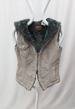 Y2K Levi's Corduroy Waistcoat Jacket Grey