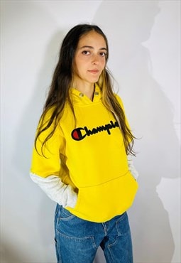 Vintage Size S Champion Rework Hoodie in Yellow